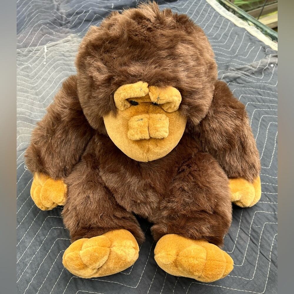 Vintage MTY Platinum Plus Brown Glorilla Plush Stuffed Animal Toy 17” H Approx